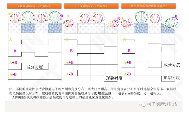 背散射電子的信號合成示意圖